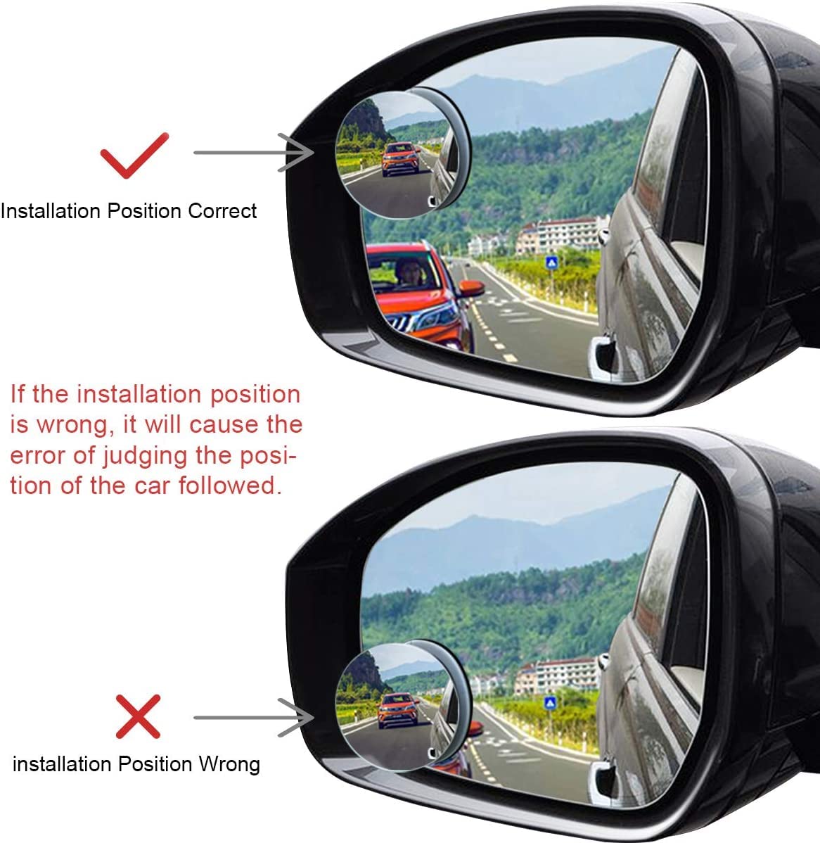 Car Accessories Pack of 2 Blind Spot Car Mirrors, 2 Inch Round HD Glass Convex Rear View Wide Angle Side Mirror Blindspot with Self Adhesive Back for