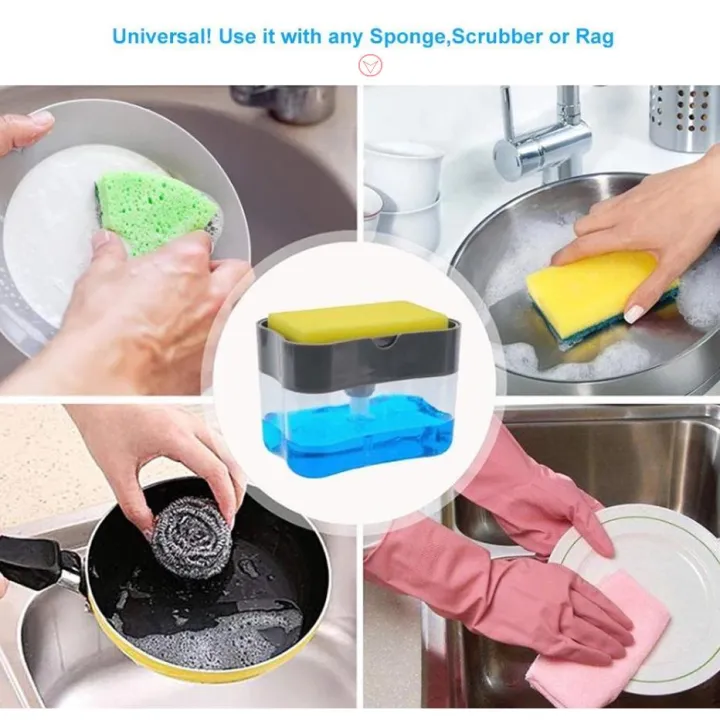 2-in-1 Kitchen Soap Pump Dispenser & Sponge Caddy