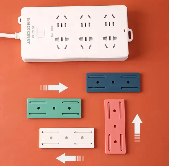 Self-Adhesive Power Socket Strip Fixator | Wall Mounted Punch-Free Row Plug Holder