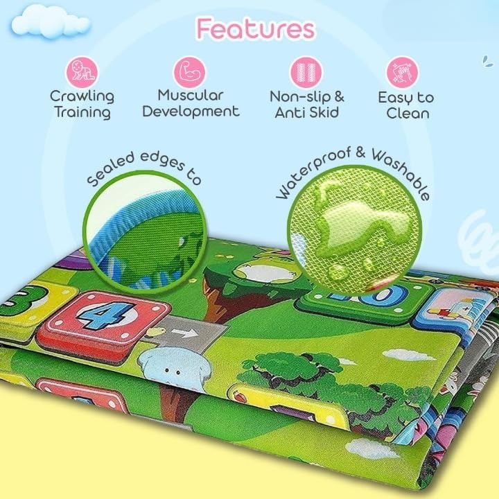 ABCD Alphabet Play Mat for Kids Double Sided Water Proof, Learning Floor Carpet Gym Mat for Crawling Baby/Infant/Toddler & Kids with Zip Bag 1 Count 1