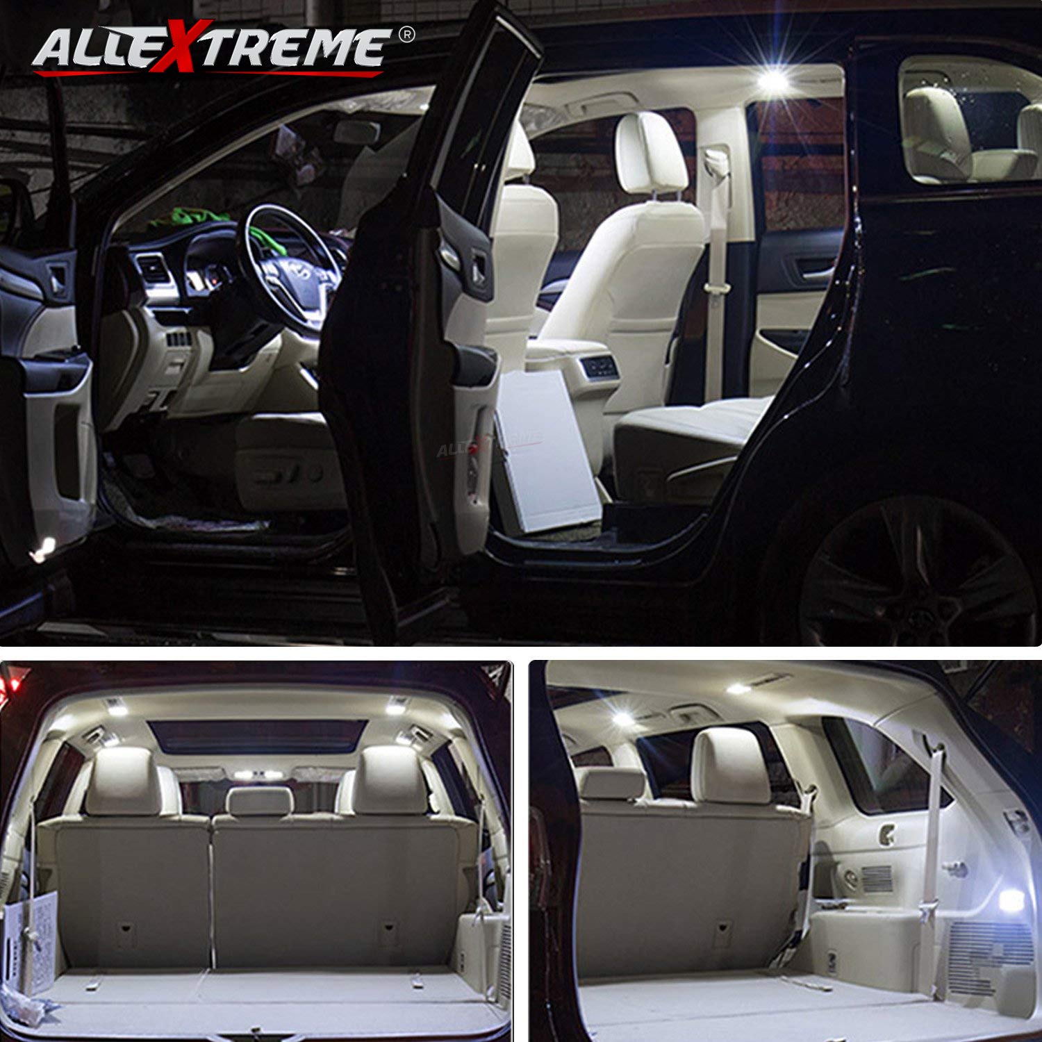 Allextreme EX31SDW 10 LED Universal Car Interior Super Bright Roof Light Reading Dome Bulb Lamp with Festoon Holder (5W, White, 2 PCS)