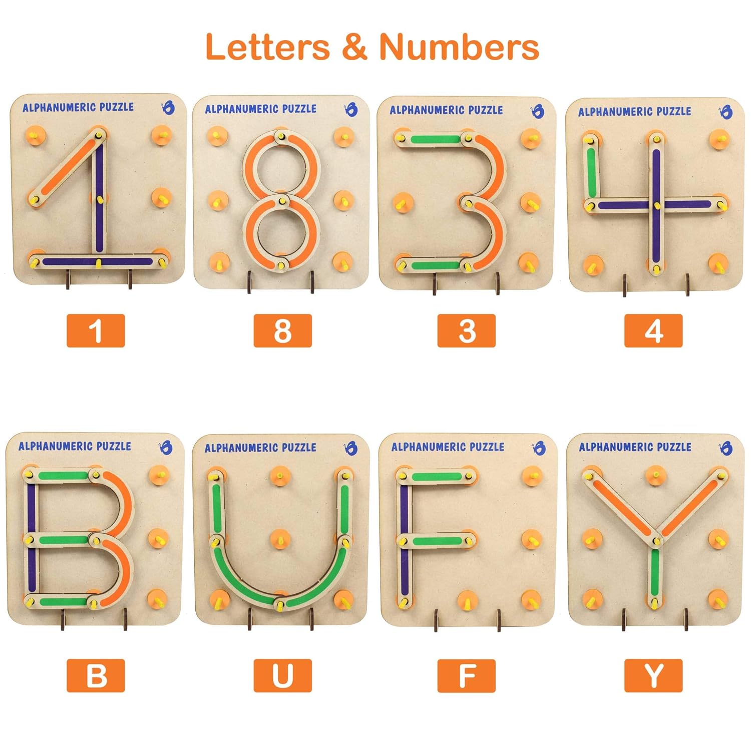 ButterflyEduFields Wooden Alphabets Numbers Construction Puzzle Toys for 3 4 5 year old Girls Boys | Learning &amp; Educational Toy | Montessori Activ