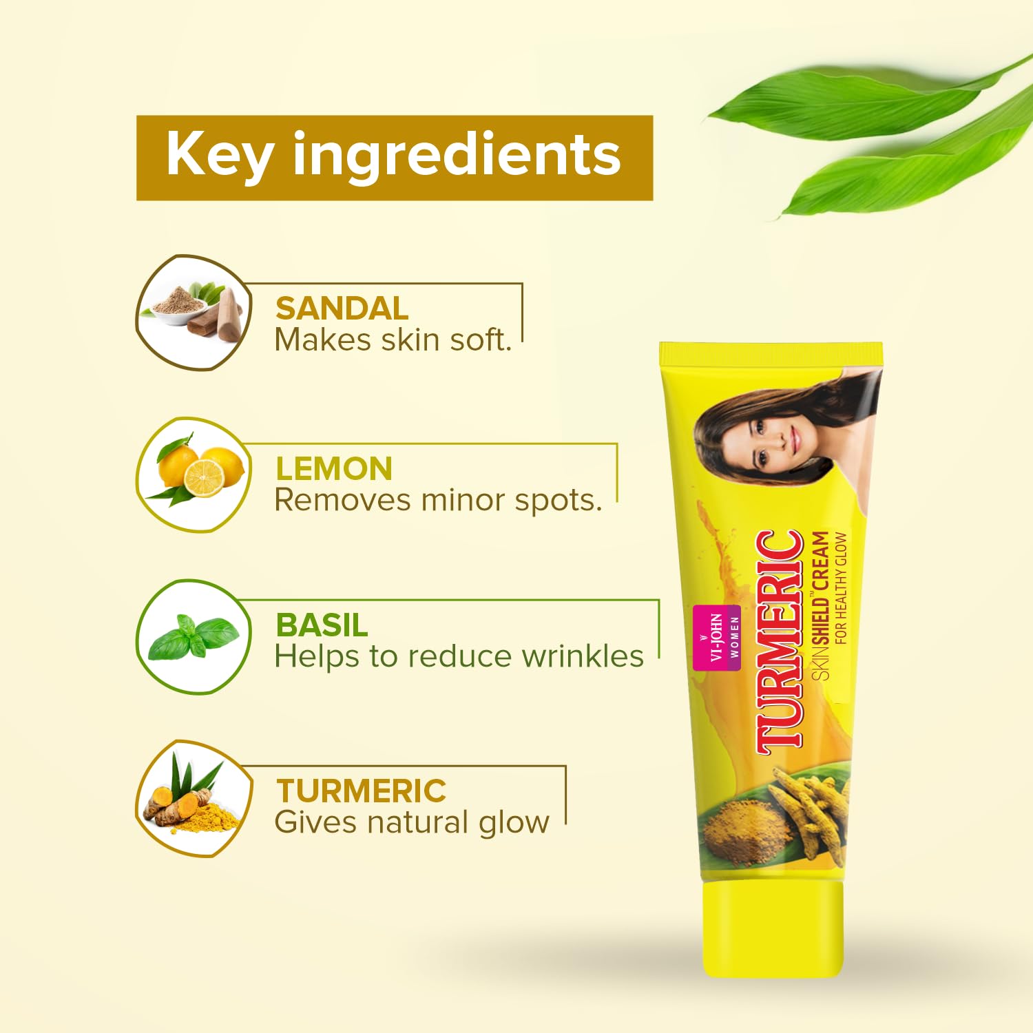 VI-JOHN Women Turmeric Skin Whitening Cream with Sandal & Lemon Extract ├ó┬Ç┬ô 50 g