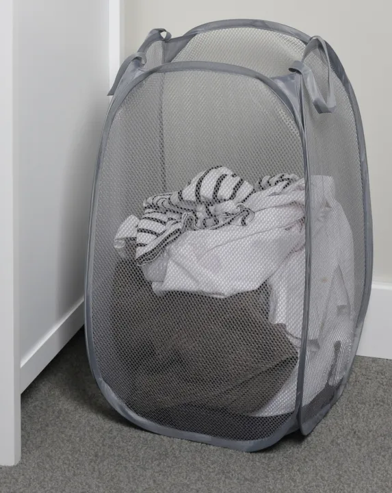 Mesh Popup Laundry Hamper - Portable, Durable Handles, Collapsible for Storage and Easy to Open Folding Pop-Up Clothes Hampers are Great for The Kids