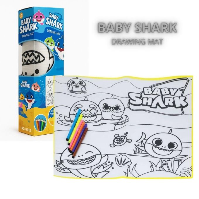 Baby Shark Water Drawing Mat, DRAWING MAT ΓÇô 80x80 cm, Reusable and Washable Surface for Children's Creative Activities