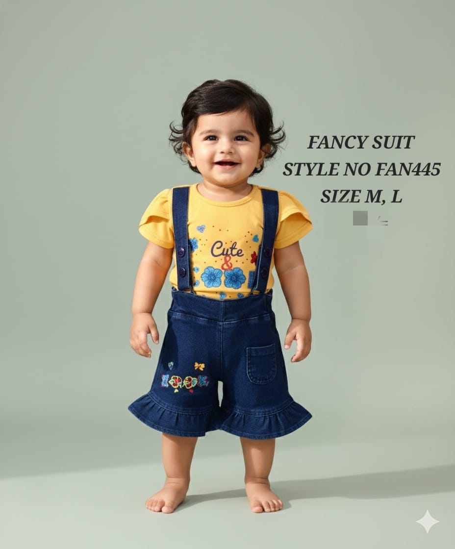 Fancy Yellow Suit for Kids Girls Size M L Party Festive Wear, Stylish Yellow Party Suit for Little Girls, Adorable Girls