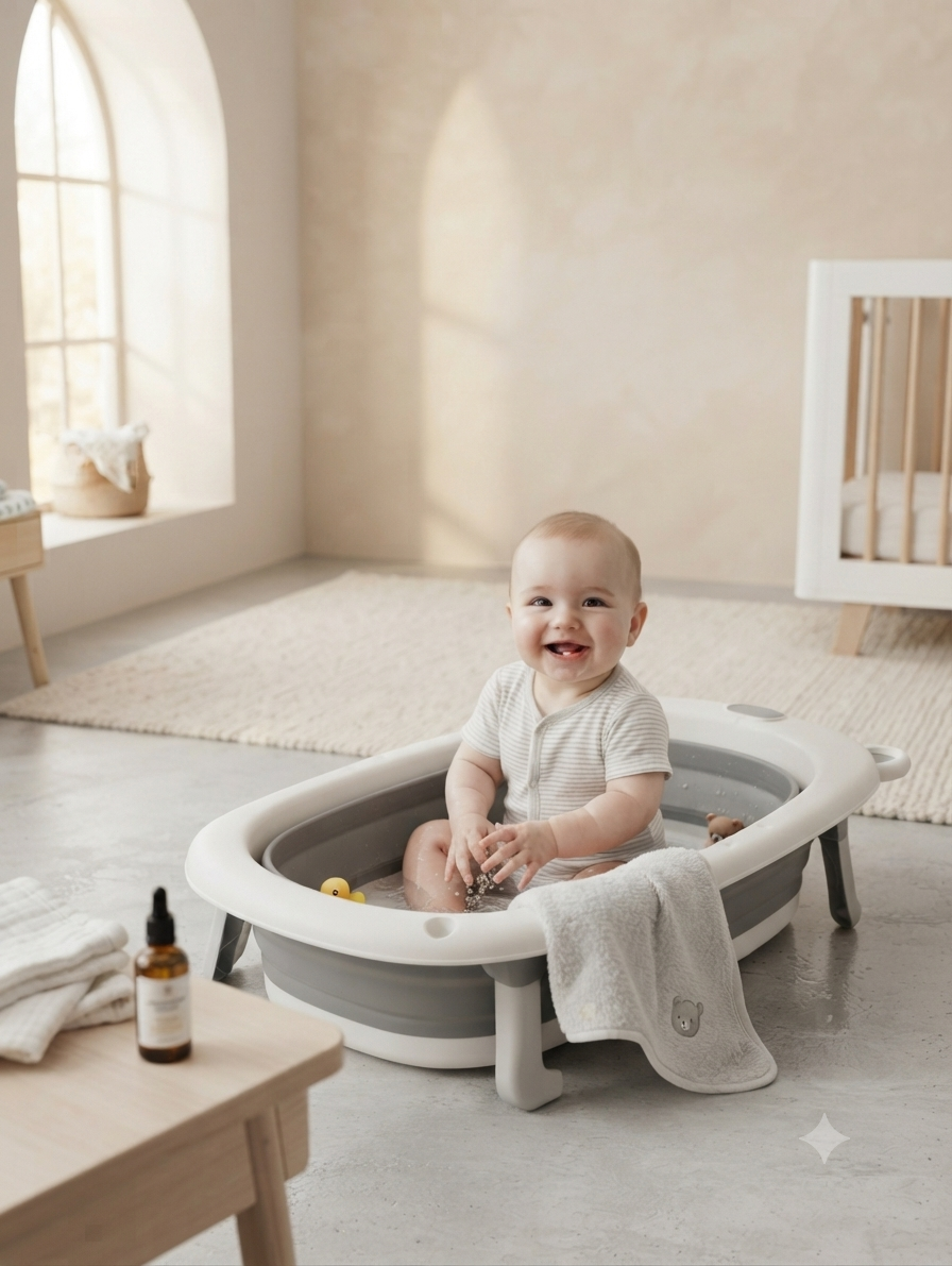 New Born Baby Folding Bath Tub With Stand