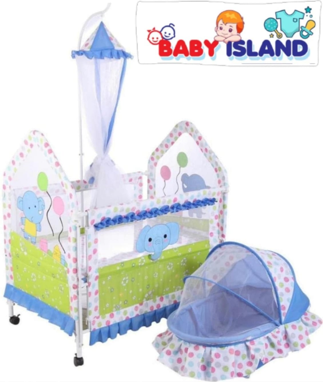 Multifunctional Baby Cradle and Swing Cot with Mosquito Net