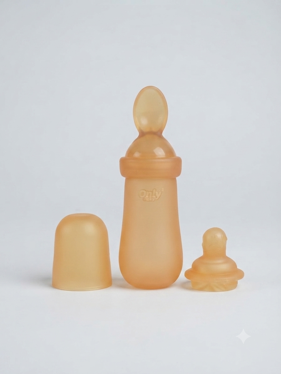 2 IN 1 SILICONE FEEDING SET SQUEEZE RICE CEREAL BOTTLE