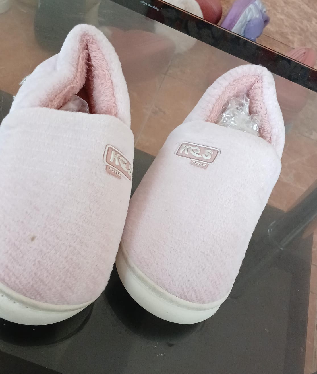Pair of plush slippers