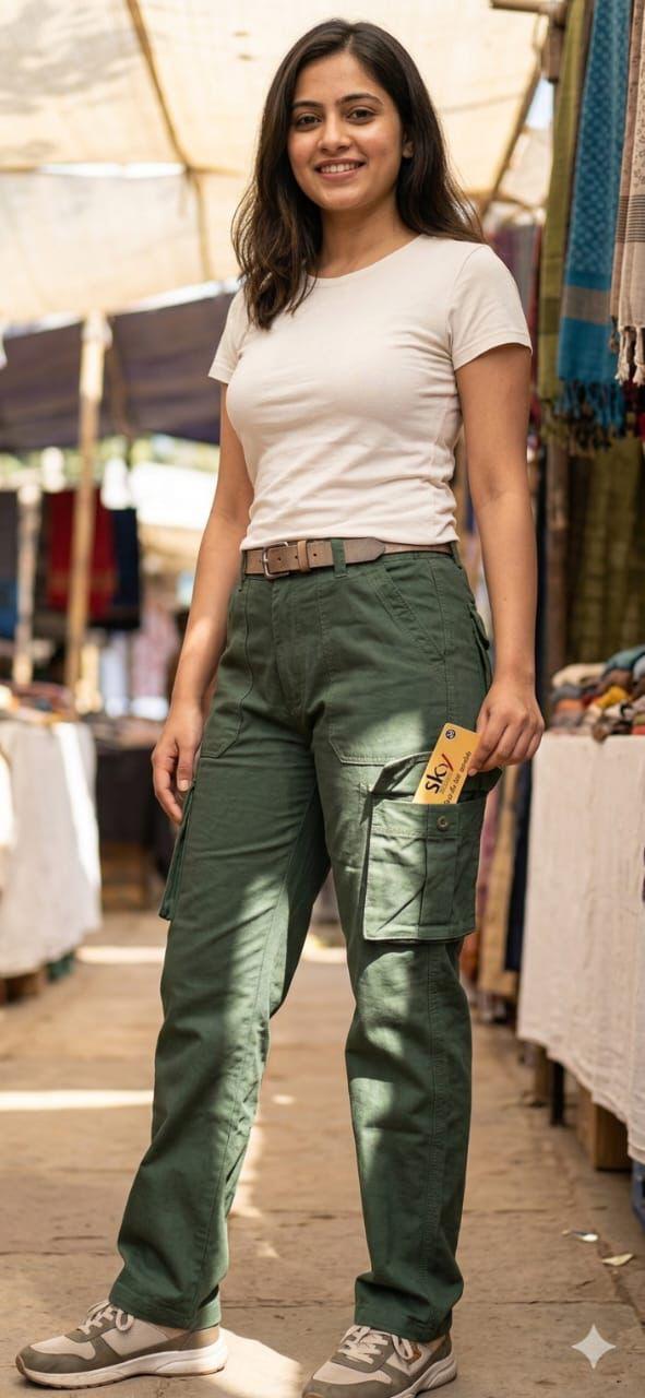 Litght tuwils cotton Ladis cargo pants Size