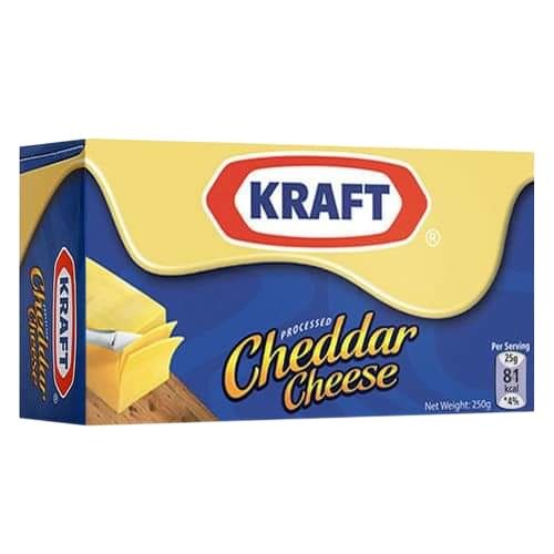 Kraft Processed Cheddar Cheese, 2 x 250 g