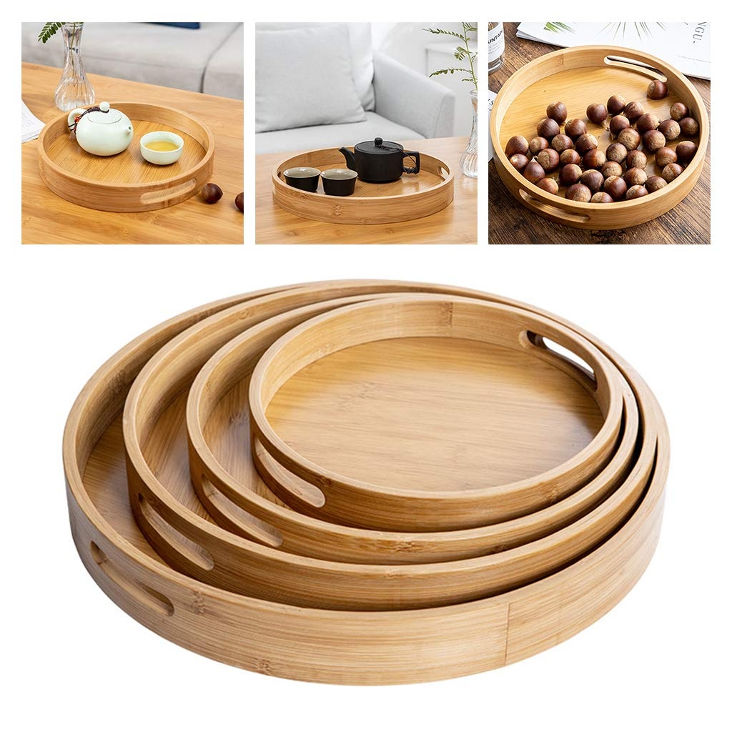30.5x5 Cm Deep Round Bamboo Tray