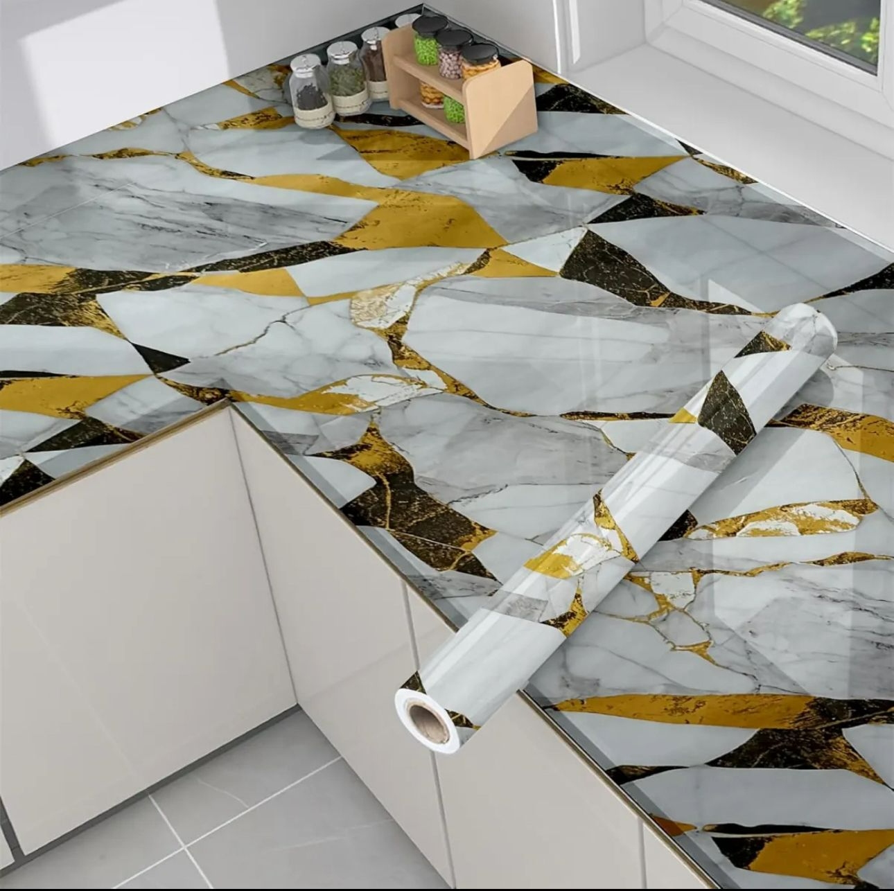Premium Marble Design Wall Sticker ├ó┬Ç┬ô Waterproof & Oil Proof (Kitchen / Furniture)