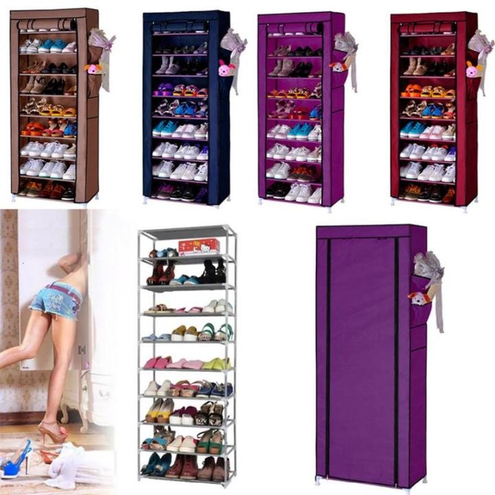 StepNest├ó┬ä┬ó 10-Layer Shoe Cabin Storage Rack, ROJASOP 10 Tier Shoe Rack with Covers,Large Capacity Stackable Tall Sho