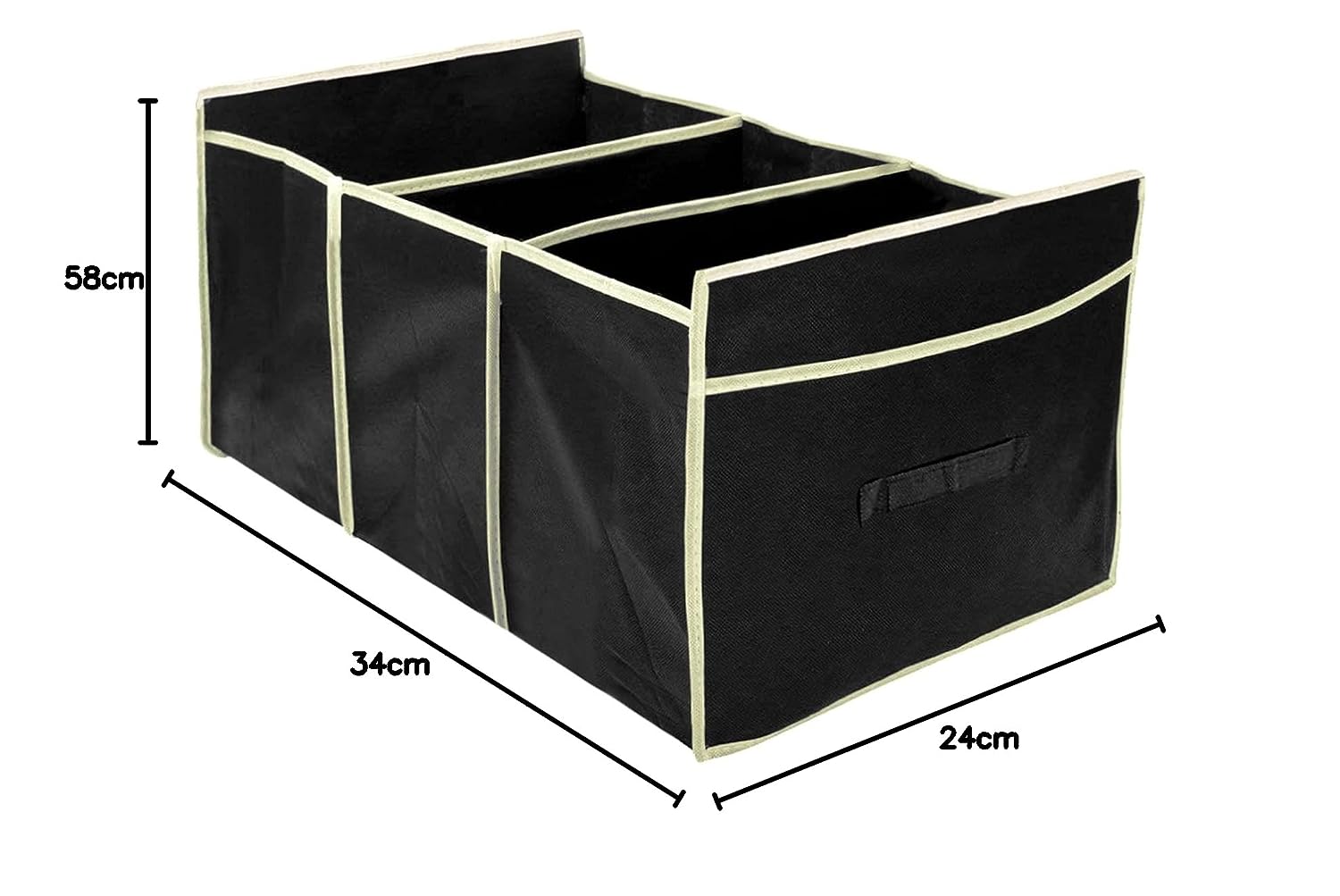 Fun Homes Foldable Trunk Storage Organizer, Reinforced Handles, Suitable for Any Car, SUV, Mini-Van (Black)