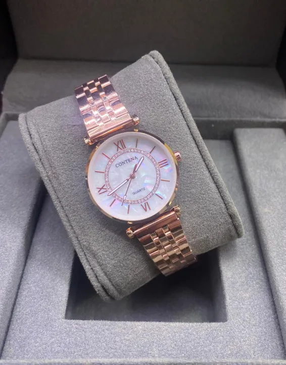 New Luxury Look CONTENA Women's Diamonds Fashion Gold Wrist Watch