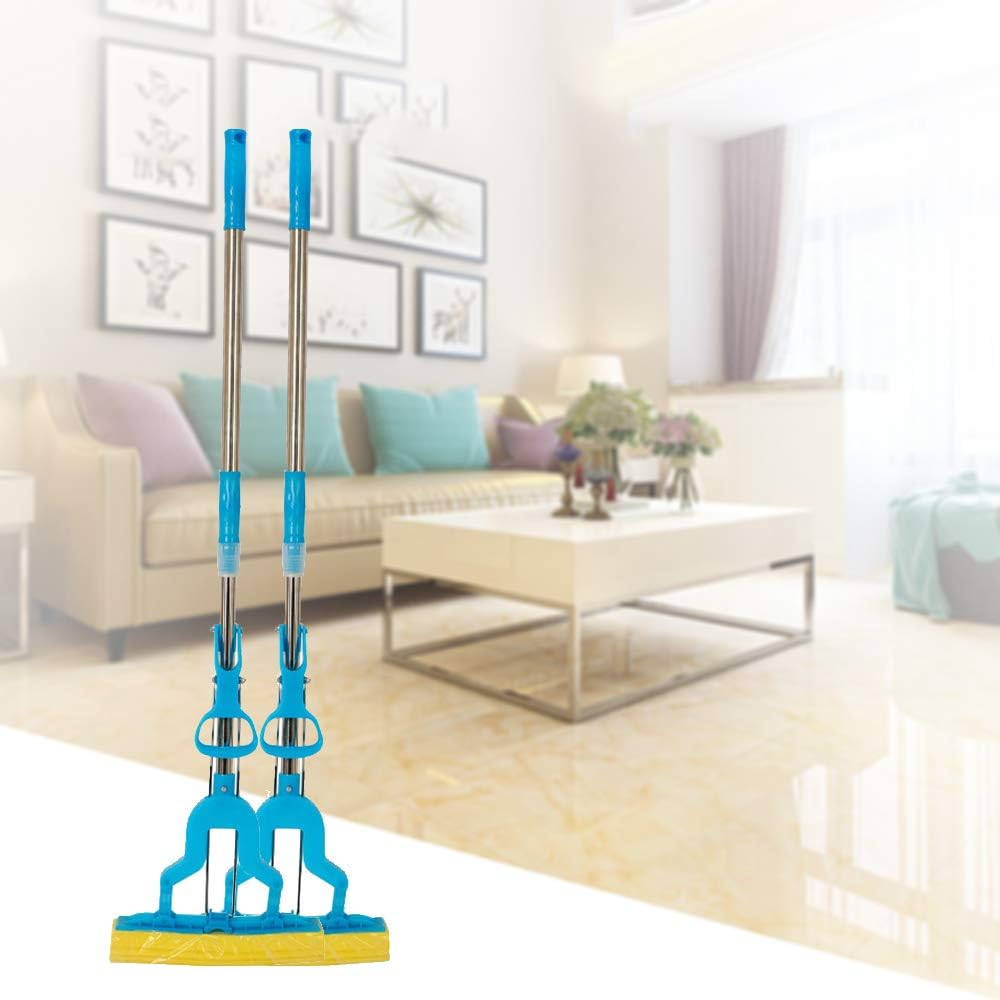 Stainless Squeeze Mop Mop Stainless Squeeze Mop Squeeze Mop Folding squeeze water sponge mop stainless steel rubber stretchable cotton absorbent mop,