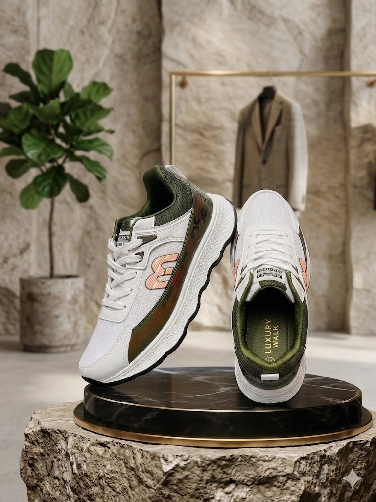 Men's white and green sneakers