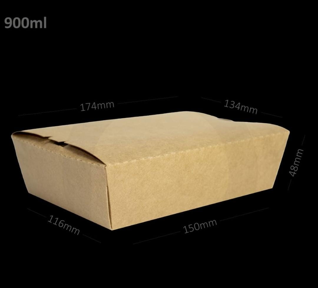 900ml Kraft Lunch Box ΓÇô 50pcs Pack
