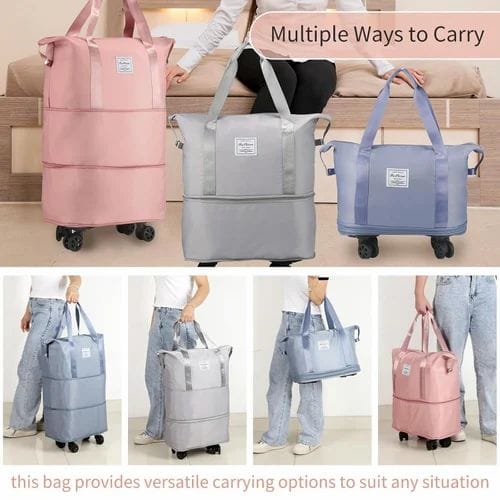 Expandable Three-Layer Foldable Travel Bag with Wheels