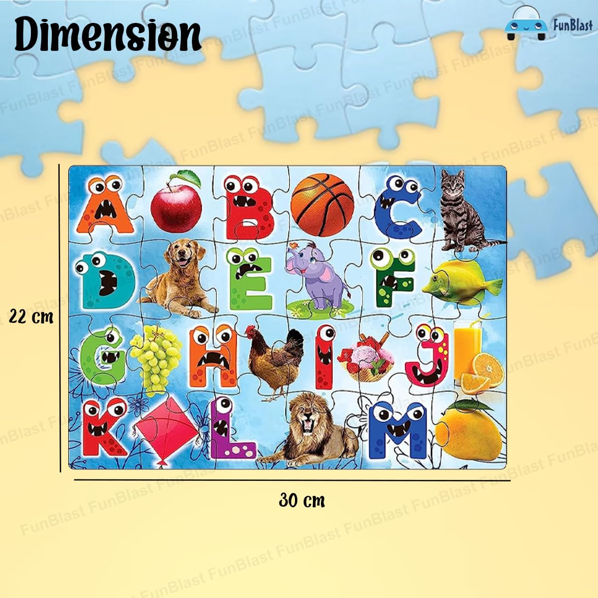 FunBlast Alphabet Jigsaw Puzzle for Kids Jigsaw Puzzle for Kids of Age 3-5 Years ├ó┬Ç┬ô 48 Pcs (Multicolor, Size 30X22 cm)