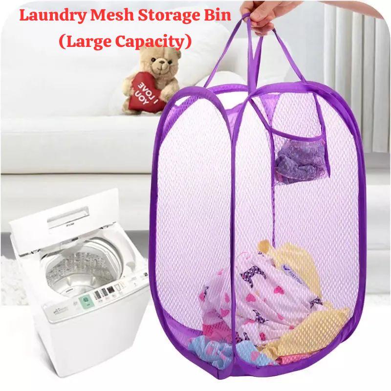 foldable nylon mesh laundry bin