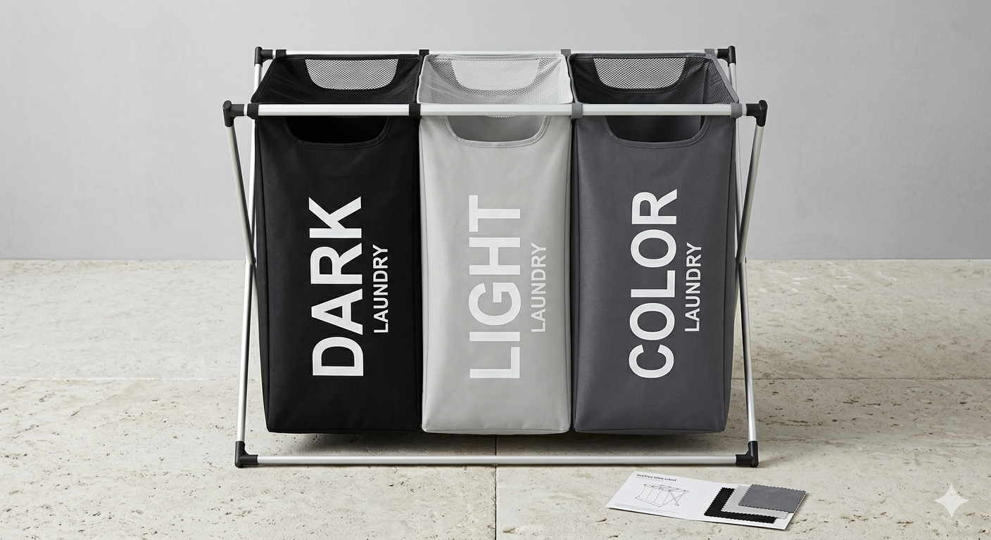 3-section foldable laundry sorter