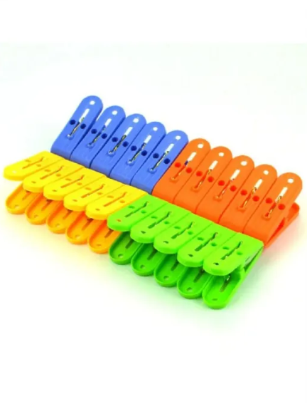 Cloth Pegs Set ├ó┬Ç┬ô 24 Pcs Strong & Durable Clothes Clips for Laundry, Drying & Household Use