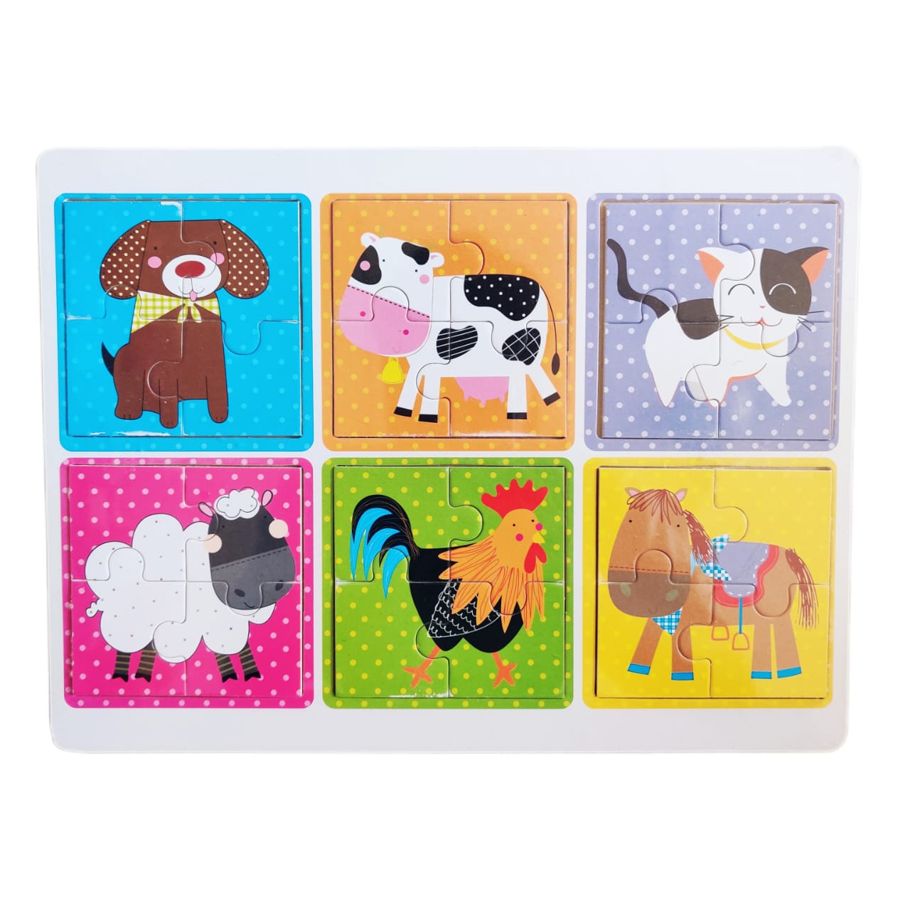 24 Pcs Wooden Puzzle with 6 Pictures for Kids - Early Learning Jigsaw Puzzle