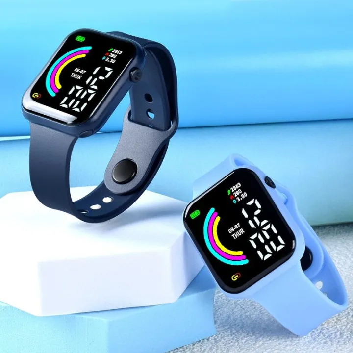 Buy 1 Get 1 Free: LED Rainbow Digital Smart Watch for Men, Women & Kids
