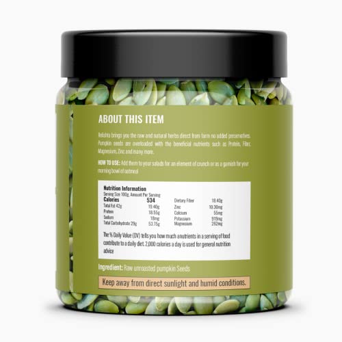 Raw Pumpkin Seeds Seeds 160g by RELISHTA | Healthy Diet, Immunity Booster and Fiber Rich Superfood
