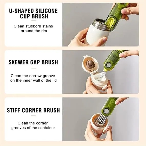 3 in 1 Multipurpose Bottle Gap Cleaner Brush,1 pcs Cup Cover Cleaning Brush,Cup Crevice Cleaning Tools,Water Bottle Cleaner Brush,Home Kitchen Cleanin