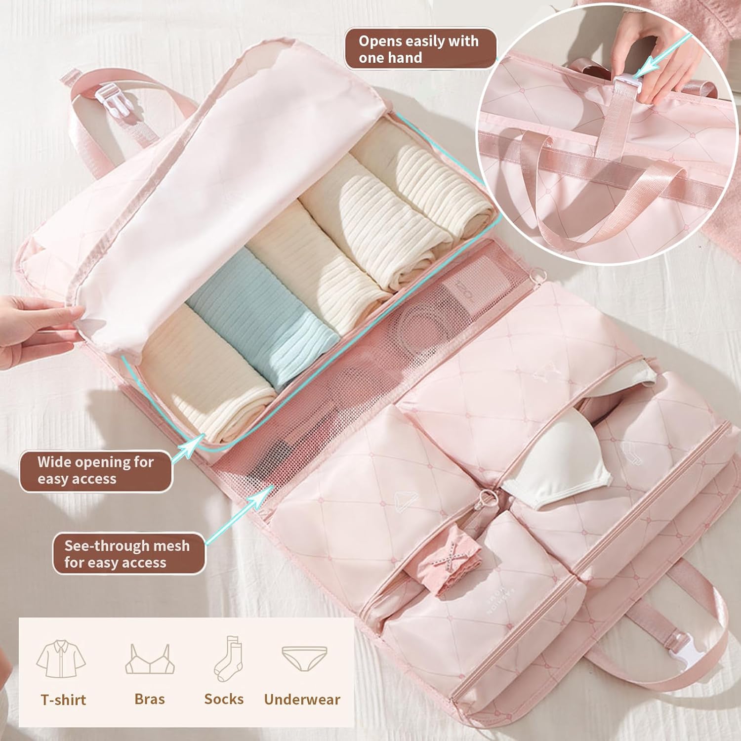 7-in-1 Hanging Travel Organizer with Multiple Compartments