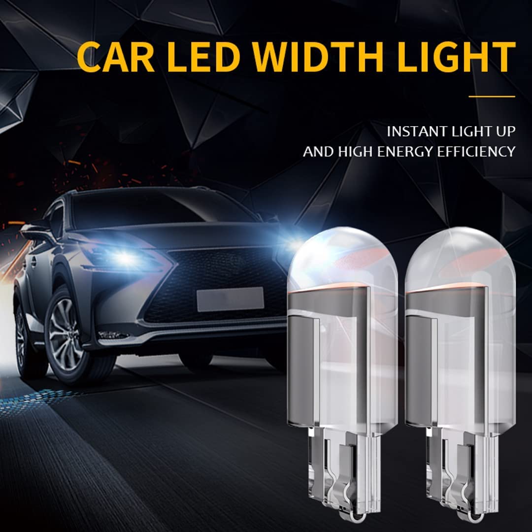 Sulfar T10-COB Universal Glass Enclosed T10 W5W LED Parking Light Super Bright White 6000K Light Interior Pilot License Plate Dome Indicator Lamp Bulb