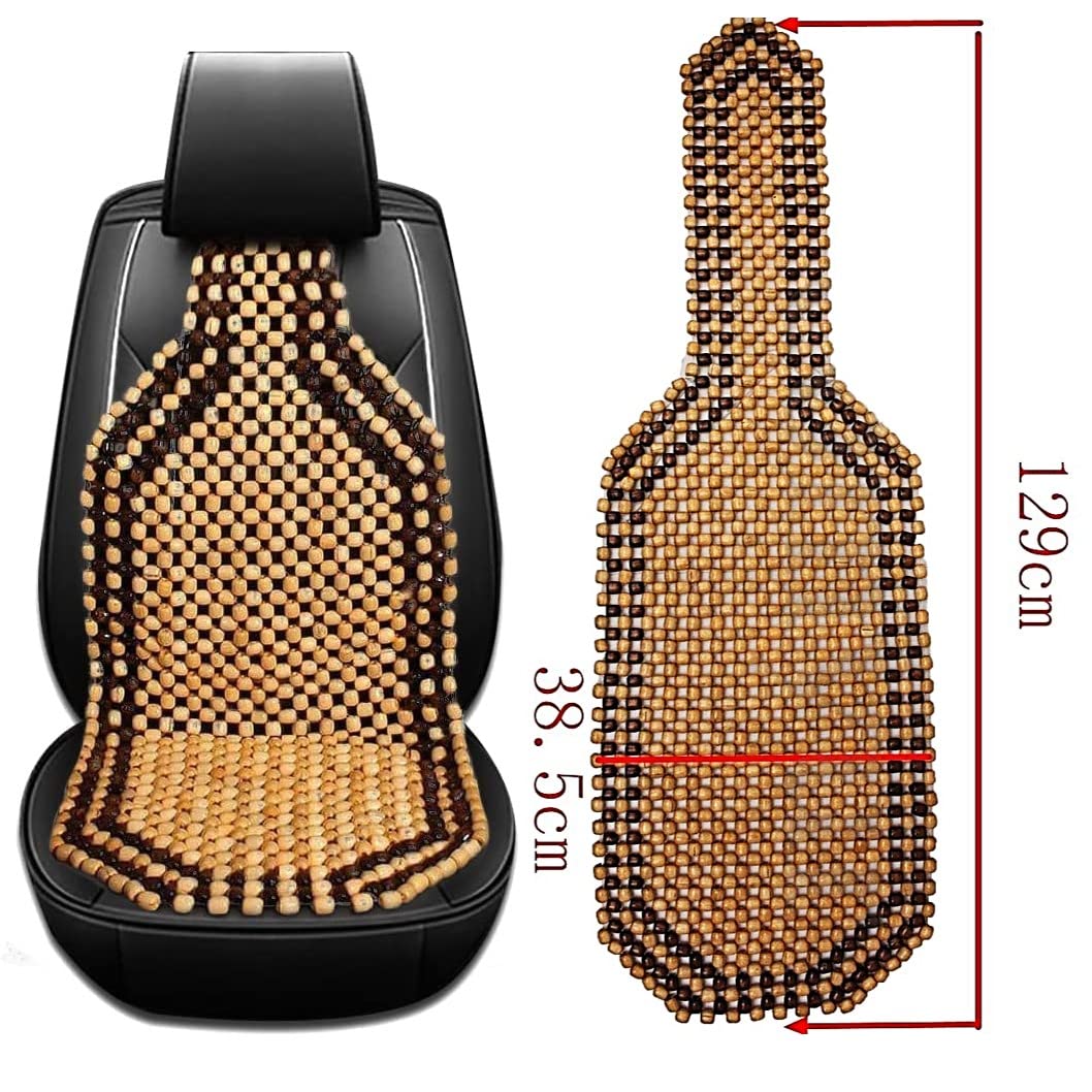 Vahan Expo Car Seat Cover Wooden Beads Seat Cover for Car Wooden Acupressure Bead Valvet Seat Cover Natural Beige in Color, Universal Fit for All Cars