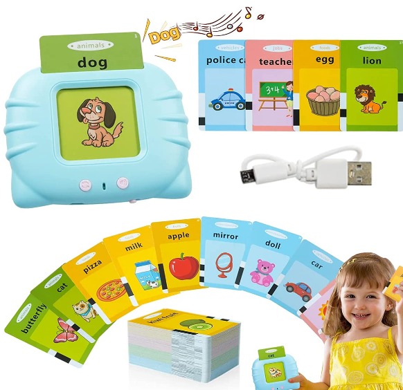Electronic Talking Flashcards Toy ΓÇô Audible Pocket Vocabulary Learning Device for Toddlers | Preschool & Speech Therap