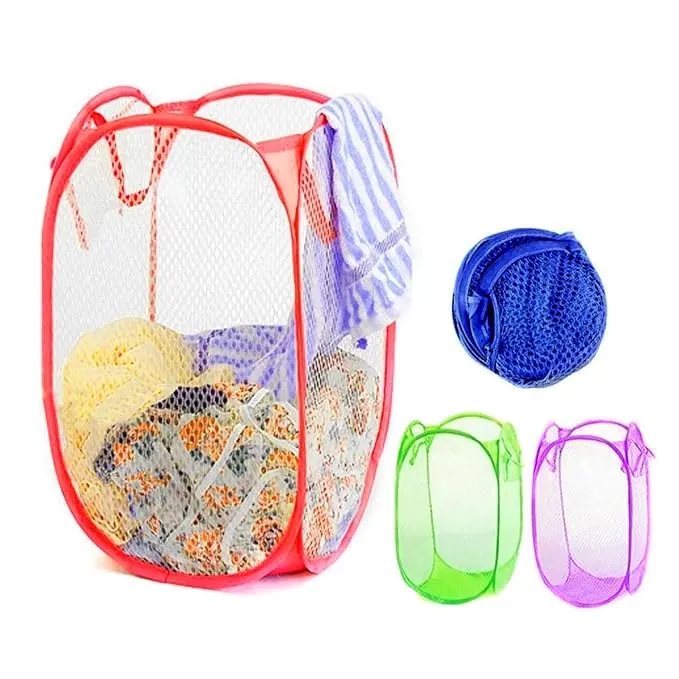 Foldable Pop-Up Mesh Laundry Basket & Organizer