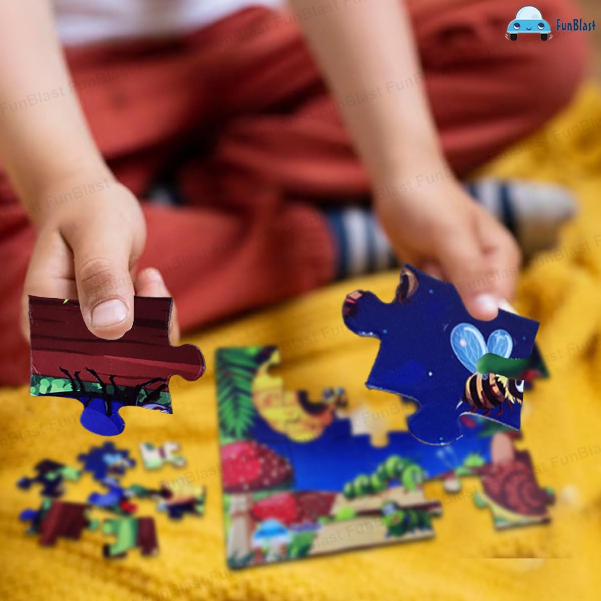 FunBlast Jigsaw Puzzles for Kids, Insects Jigsaw Puzzle for Kids, Floor Puzzle for Children, Learning and Educational Jigsaw Puzzle Toys, Set of 4-96