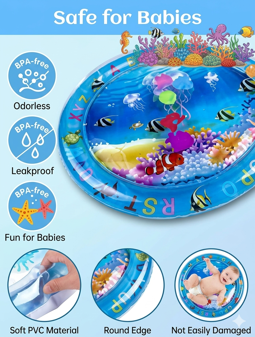 SUPER TOY Baby Tummy Time Water Play Mat