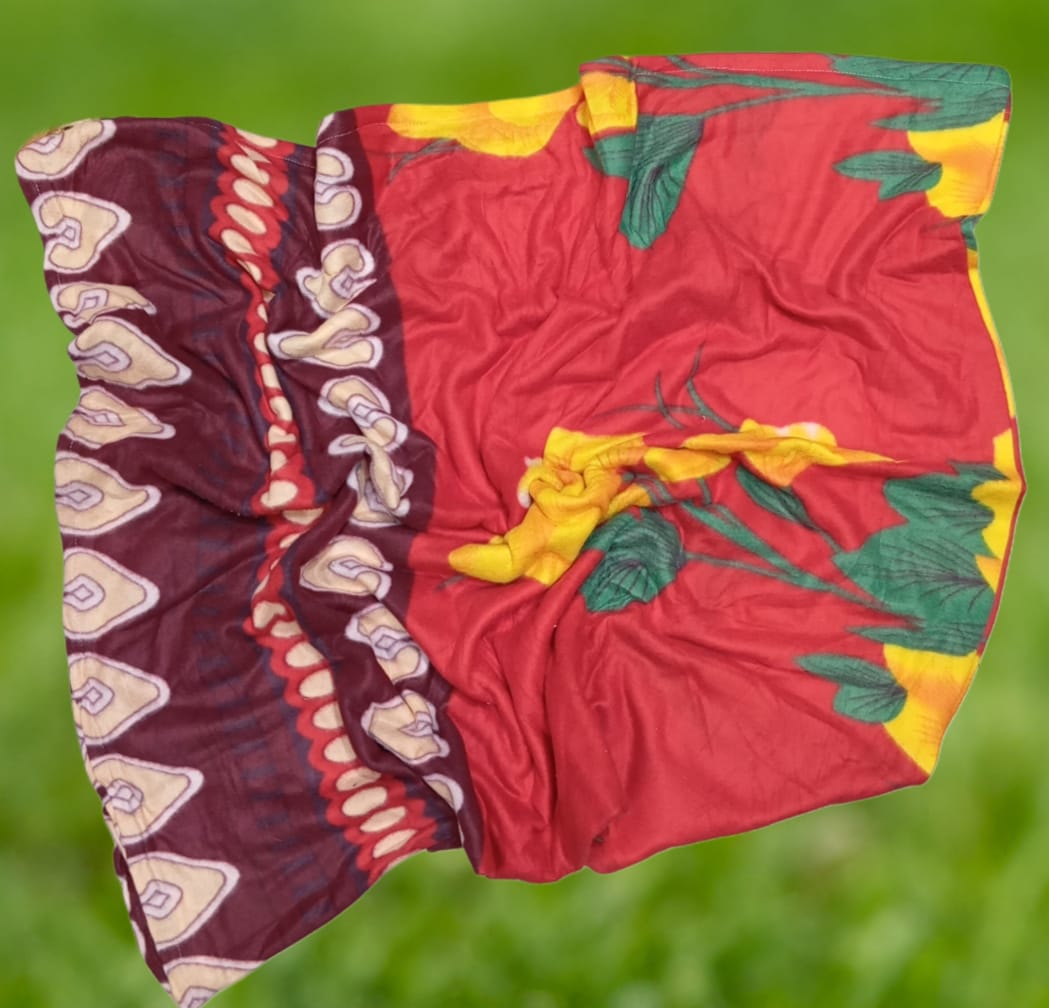 6├â┬ù5 Mustard and Maroon Cotton Super Bedsheet