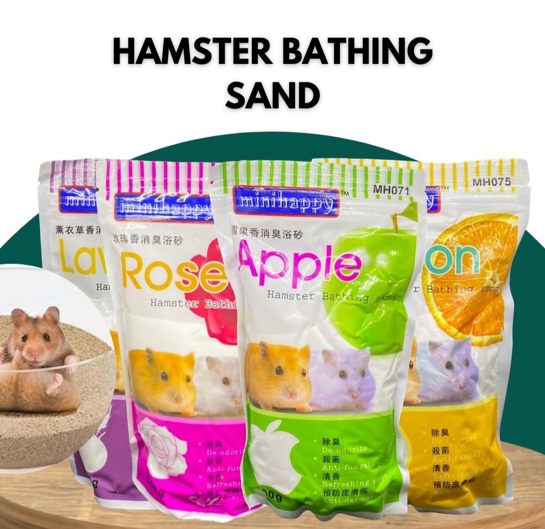 MiniHappy Hamster Bathing Sand 500g (Rose, Lemon, Apple, Lavender Scent) Hamster Bath Sand Hamster Dust Free Sand Natura