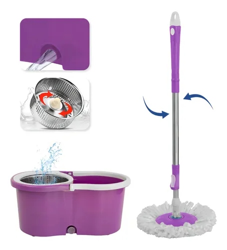 Stainless Steel Top Light Speed Magic Spin Mop Bucket with 2 Microfiber Mop pads, LightSpeed├ó┬ä┬ó Stainless Steel Top Magic Spin Mop Bucket Set with 