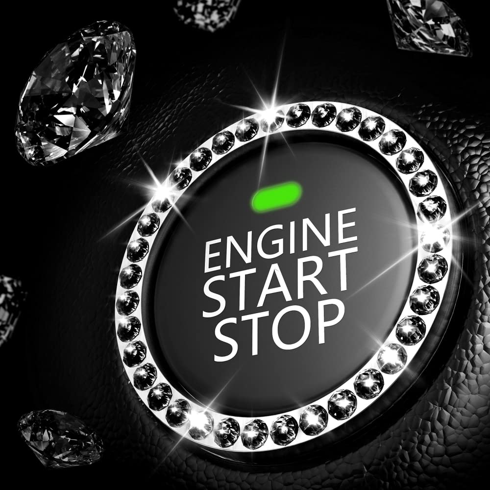 Push Start Button Car Start Stop Button CoverCar Interior Decoration Black Ring Push Start Car Decoration Accessories (1 PCS)