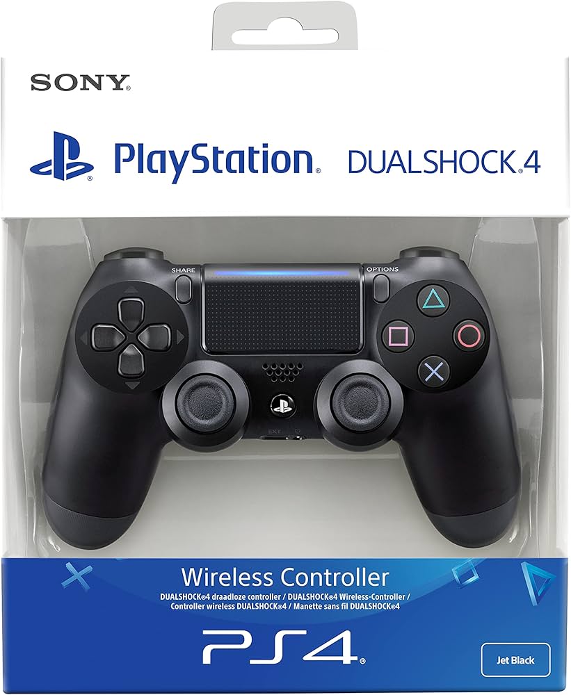 Official DualShock 4 Wireless Controller PS4, Jet Black Precision Gaming Pad with Motion Sensor, Rechargeable Battery PC