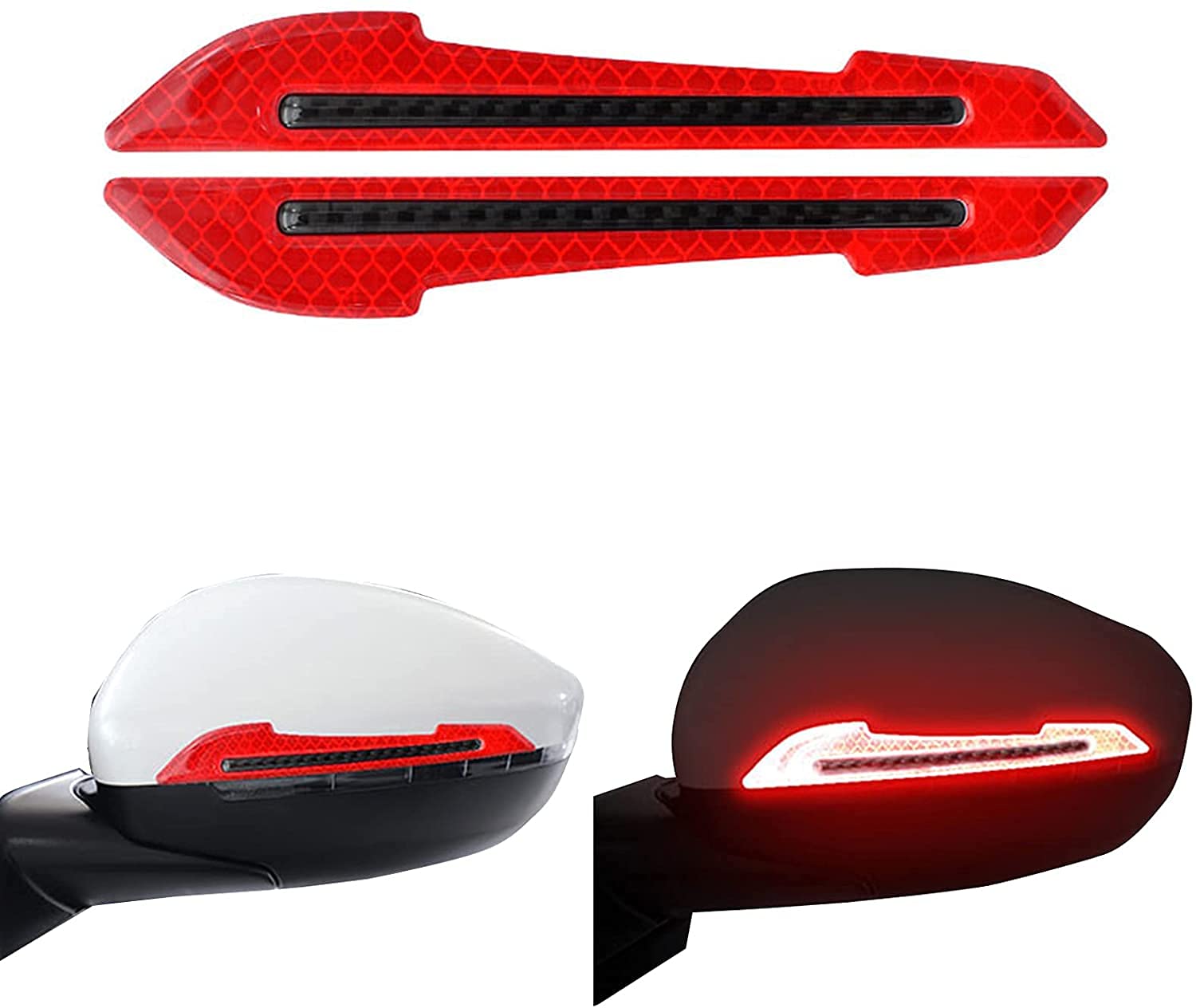 Allure Auto├é┬« 2 Pieces Reflective Car Stickers Set Rearview Mirror Reflective Warning Stickers Car Side Reflective Stickers for Car Safety (Red) for
