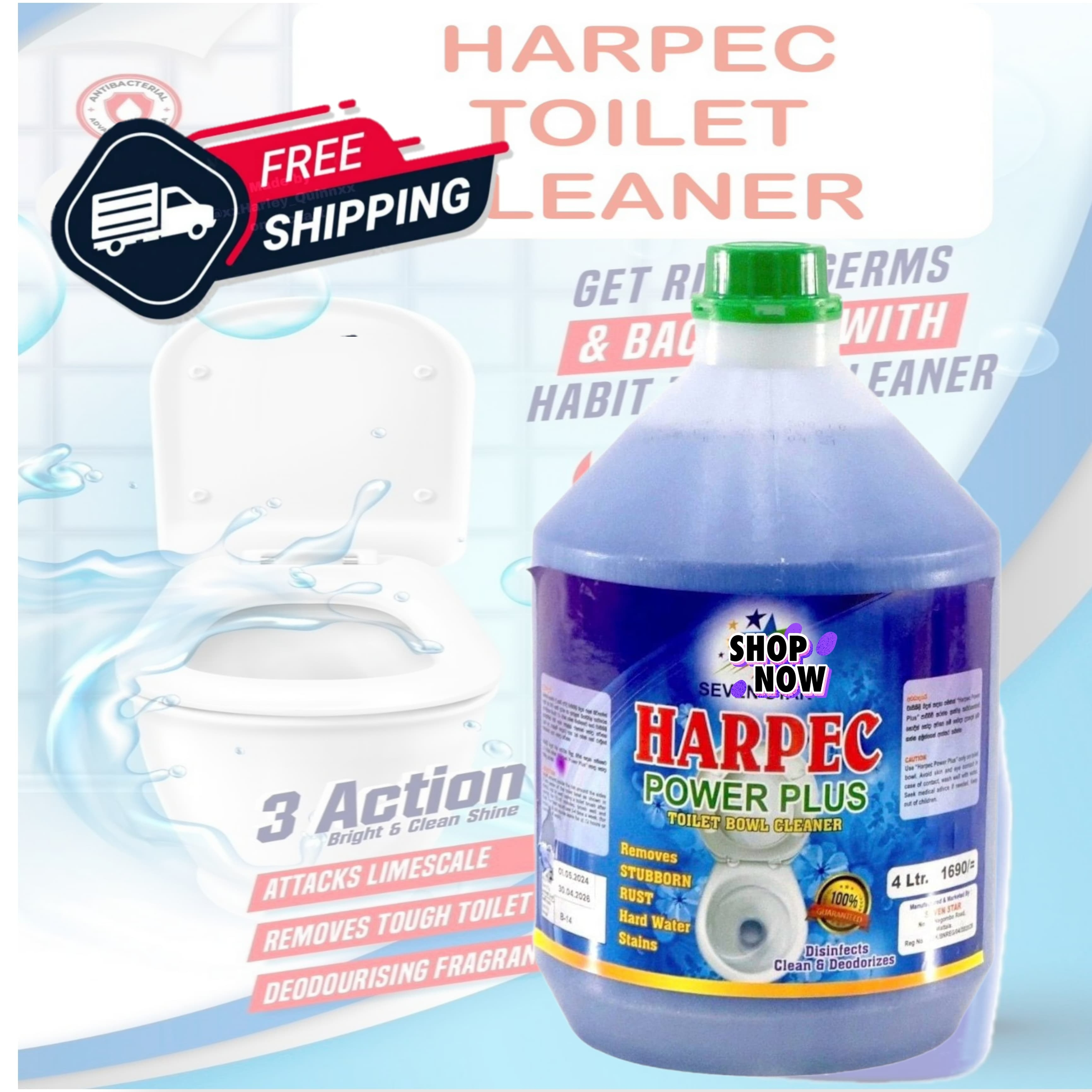 4l Seven Star Harpec Toilet Cleaner Premium Quality Toilet Bowl Cleaner Liquid with Power Plus 10/10 Stain Removal