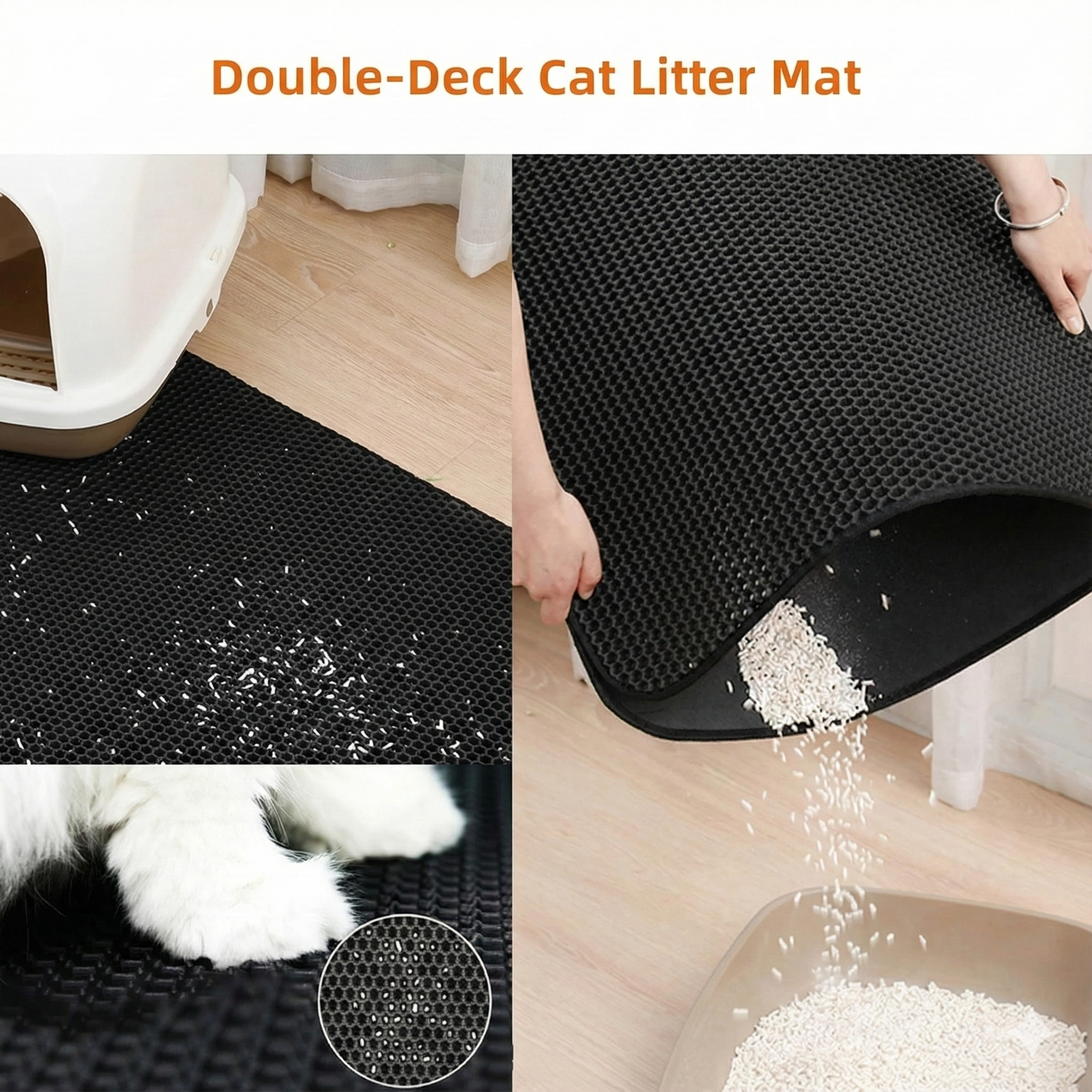 Honeycomb Two Layer Trapping Kitty Mats, Size 60 x 45cm