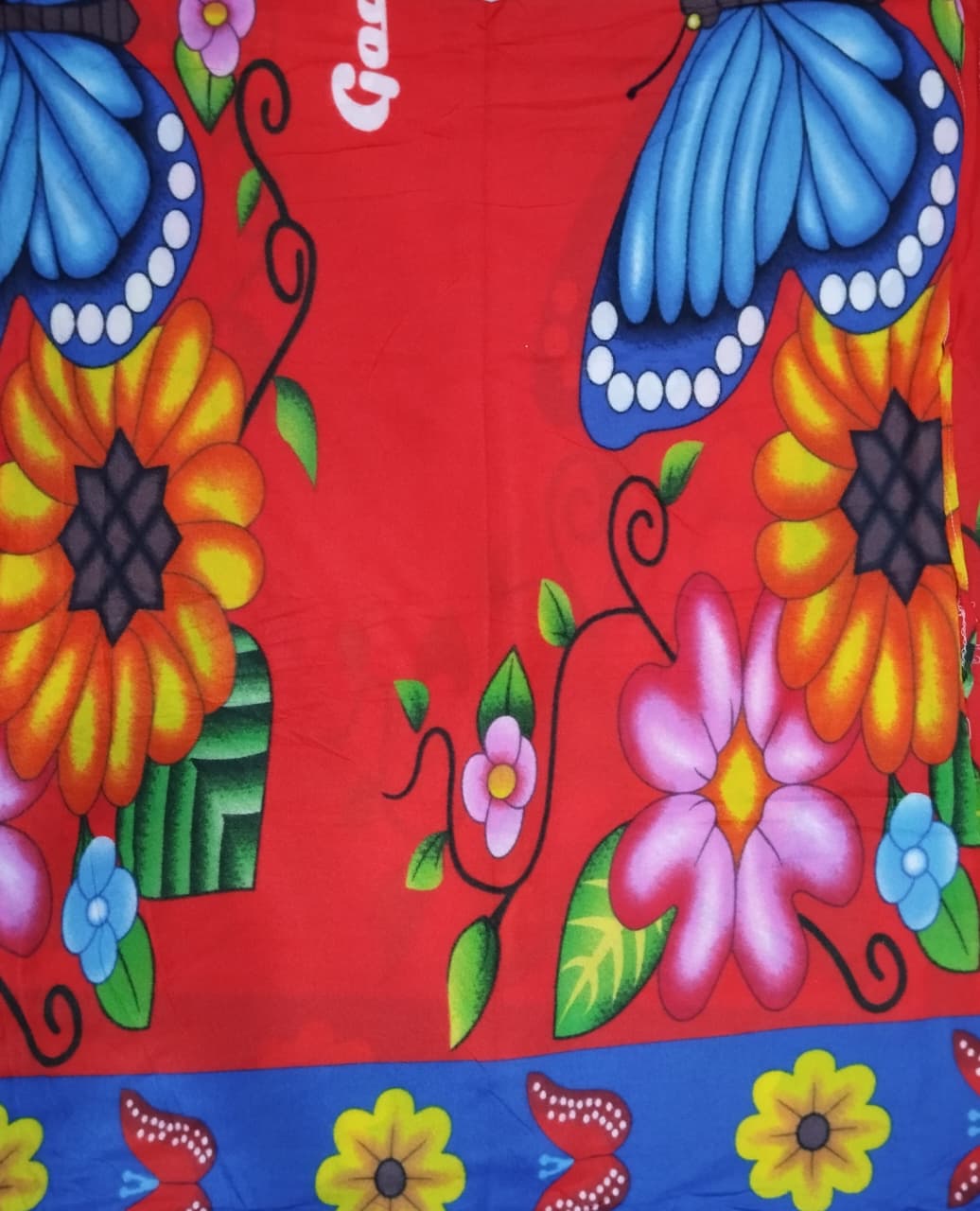 Beautiful Blue Butterfly and Pink├ó┬Ç┬ôOrange Flower Design Bedsheet
