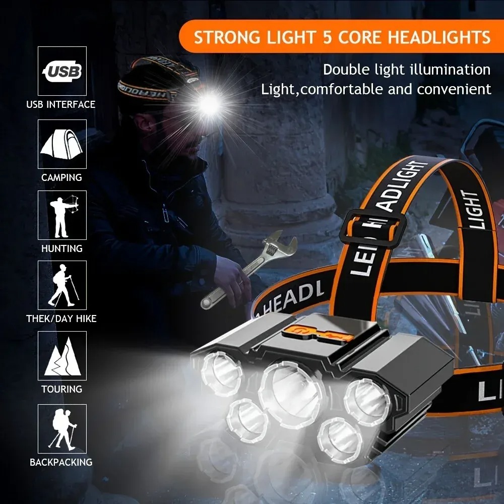 5 Led Rechargeable Headlamp